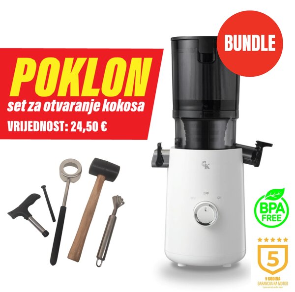 Grill King BUNDLE COLD PRESS PRO150 NextGen revolucionarni sokovnik bez metalne mrežice + set za otvaranje ploda kokosa