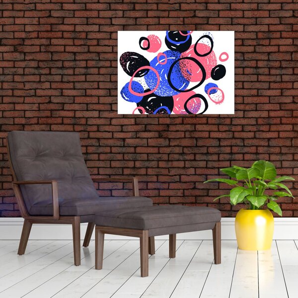 Staklena slika - Motiv sa krugovima u žarkim bojama (70x50 cm)