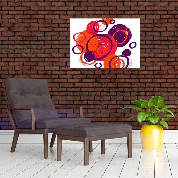 Staklena slika - Motiv s krugovima u toplim bojama (70x50 cm)