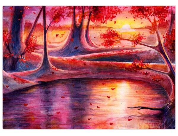 Staklena slika čarobne šume (70x50 cm)