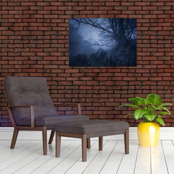Staklena slika tamne šume (70x50 cm)