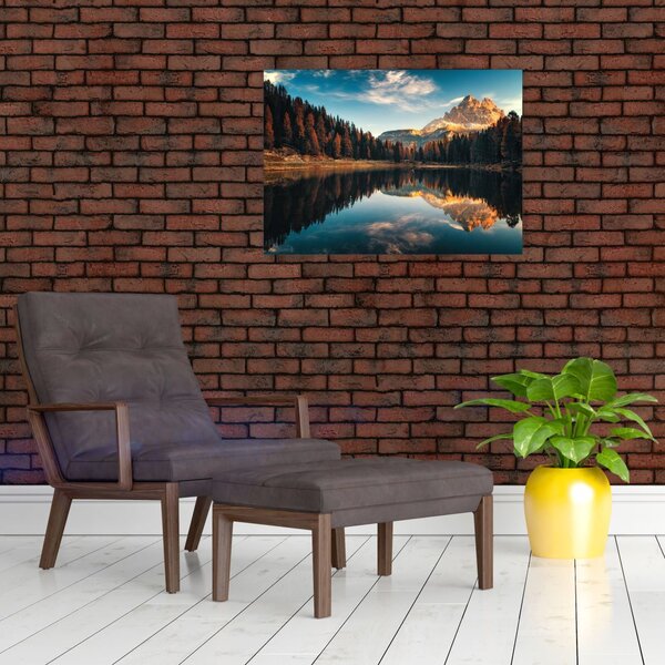 Staklena slika - Alpe, Italija, Dolomiti, Lago Antorno (70x50 cm)