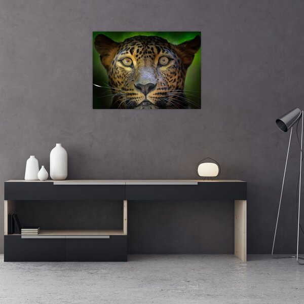 Staklena slika - Portret leoparda, Šri Lanka (70x50 cm)
