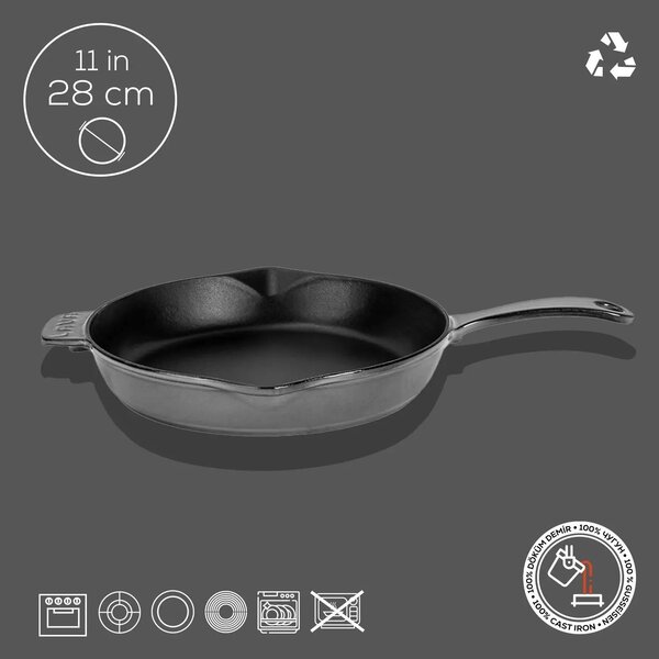 Lava okrugla višenamjenska grill tava s odljevnim kanalima