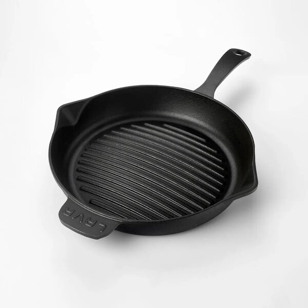 Lava okrugla rebrasta grill tava s odljevnim kanalima