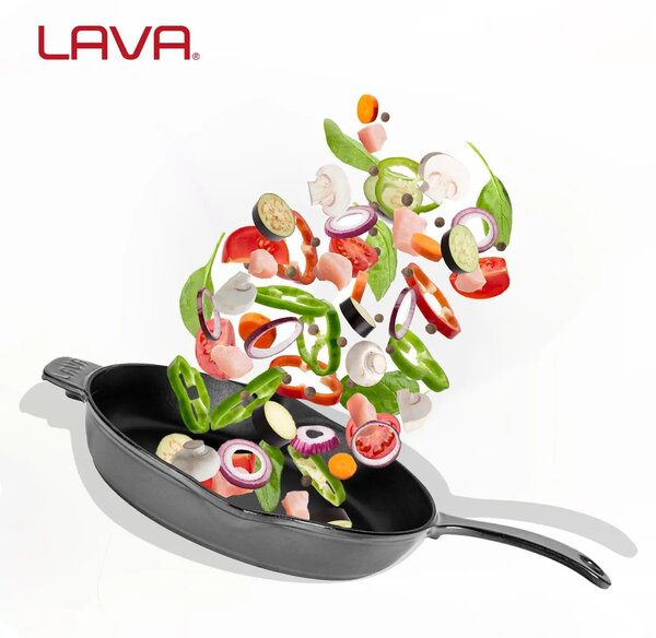 Lava okrugla višenamjenska grill tava s odljevnim kanalima