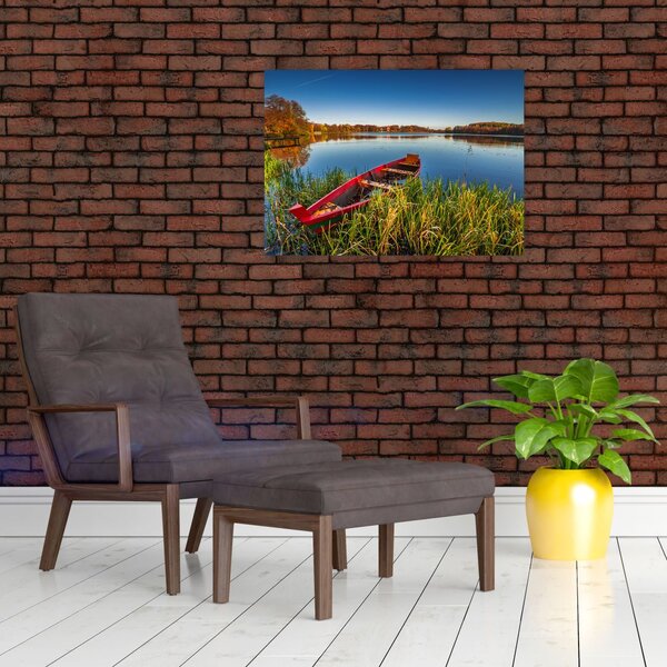 Staklena slika crvene brodice (70x50 cm)
