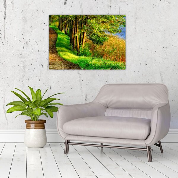 Staklena slika staze uz vodu (70x50 cm)