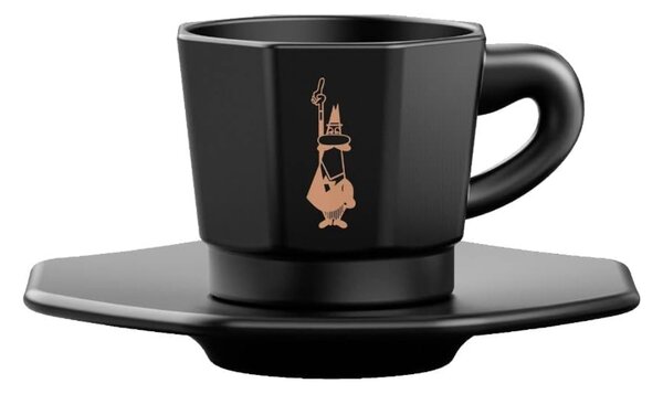 Bialetti Perfetto Moka set 4 šalice za espresso s tanjurićima, crni
