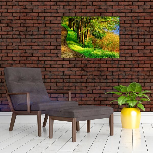 Staklena slika staze uz vodu (70x50 cm)