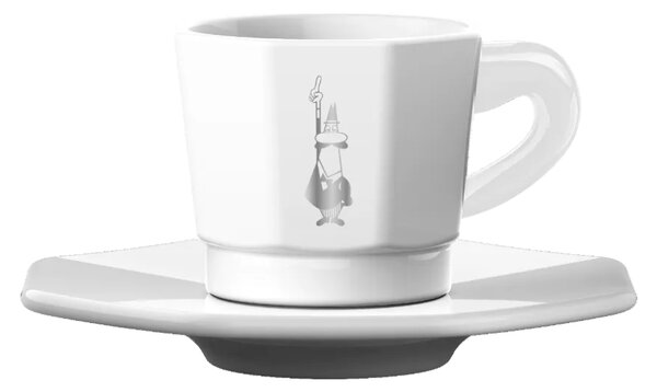 Bialetti Perfetto Moka set 4 šalice za espresso s tanjurićima, bijeli