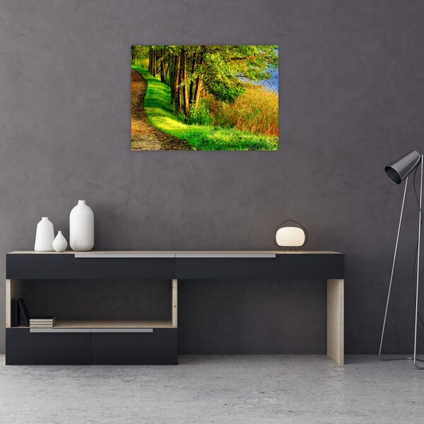 Staklena slika staze uz vodu (70x50 cm)
