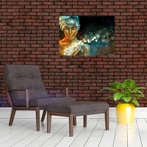 Staklena slika zlatne vile (70x50 cm)