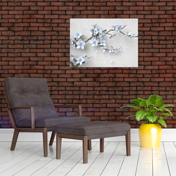 Staklena slika plavog cvijeća (70x50 cm)