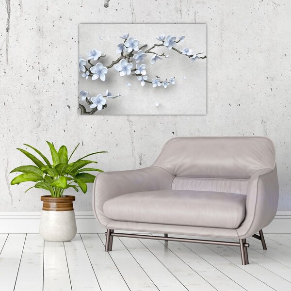 Staklena slika plavog cvijeća (70x50 cm)