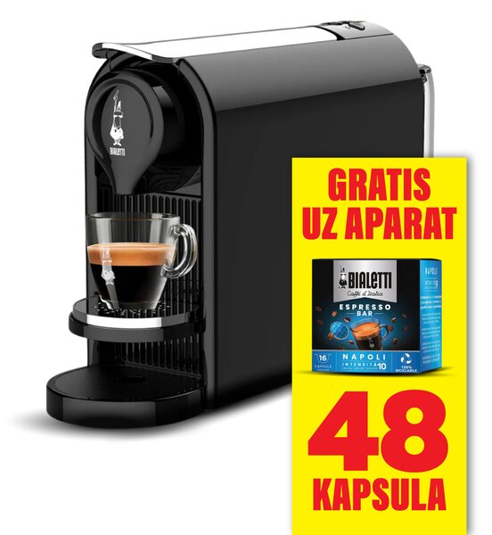 Bialetti Gioia Plus aparat za kavu s 48 Napoli kapsula, crni