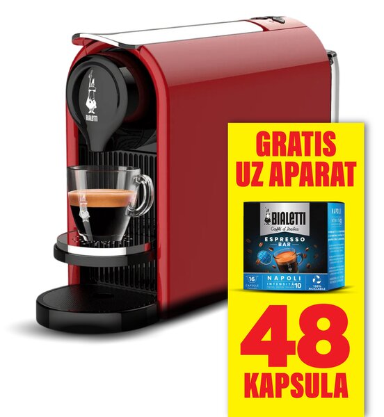 Bialetti Gioia Plus aparat za kavu s 48 Napoli kapsula, crveni