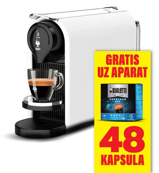 Bialetti Gioia Plus aparat za kavu s 48 Napoli kapsula, bijeli