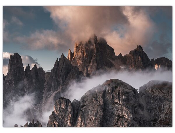 Slika - Talijanski Dolomiti skriveni u magli (70x50 cm)