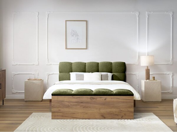 Zeleni tapecirani bračni krevet s podnicom 160x200 cm Kumo – Bobochic Paris