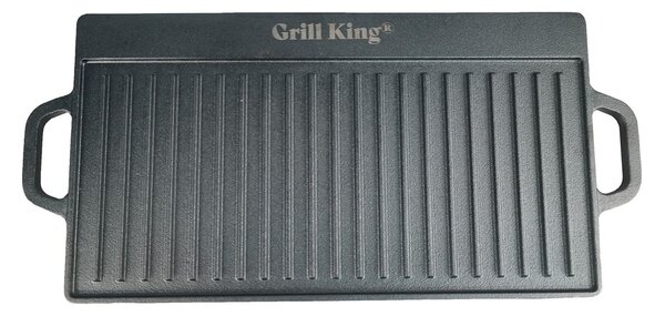 Grill King Outdoor Cast Iron BBQ dvostrana grill plancha s integriranim ručkama, 38x23 cm