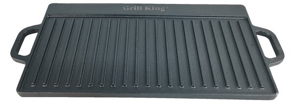 Grill King Outdoor Cast Iron BBQ dvostrana grill plancha s integriranim ručkama, 38x23 cm