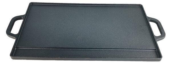Grill King Outdoor Cast Iron BBQ dvostrana grill plancha s integriranim ručkama, 38x23 cm