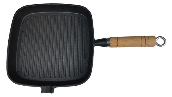 Grill King Cast Iron grill tava s drvenom ručkom, 25 cm