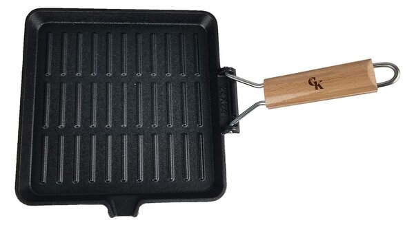 Grill King Cast Iron grill tava s odvojivom drvenom ručkom, 24 cm