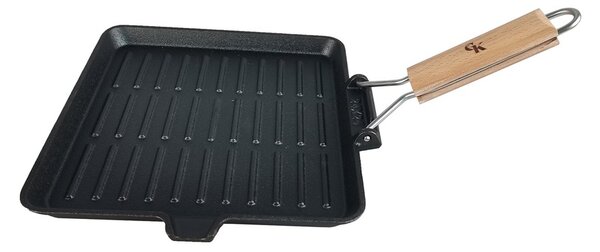 Grill King Cast Iron grill tava s odvojivom drvenom ručkom, 24 cm