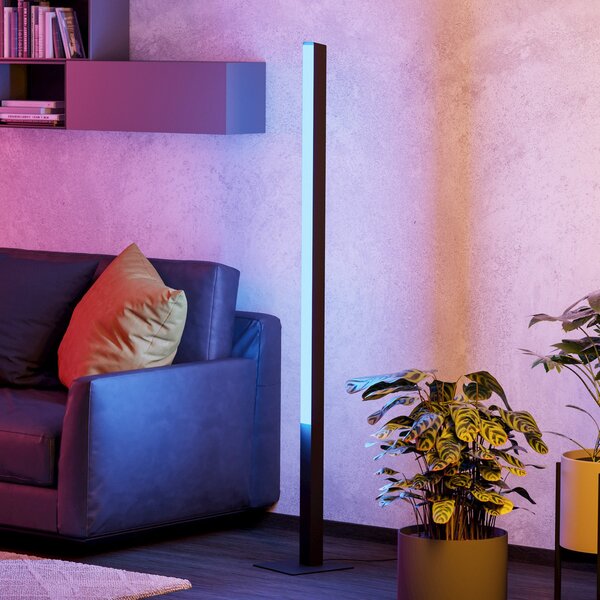 EGLO connect Simolaris-Z LED podna svjetiljka, prigušiva, Crno, Dnevni boravak/blagovaonica, Metal