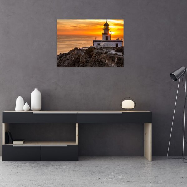 Slika svjetionika pri zalasku sunca (70x50 cm)