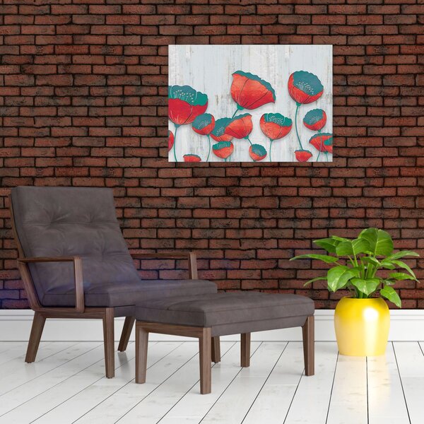 Slika - Makovi - petrolej (70x50 cm)