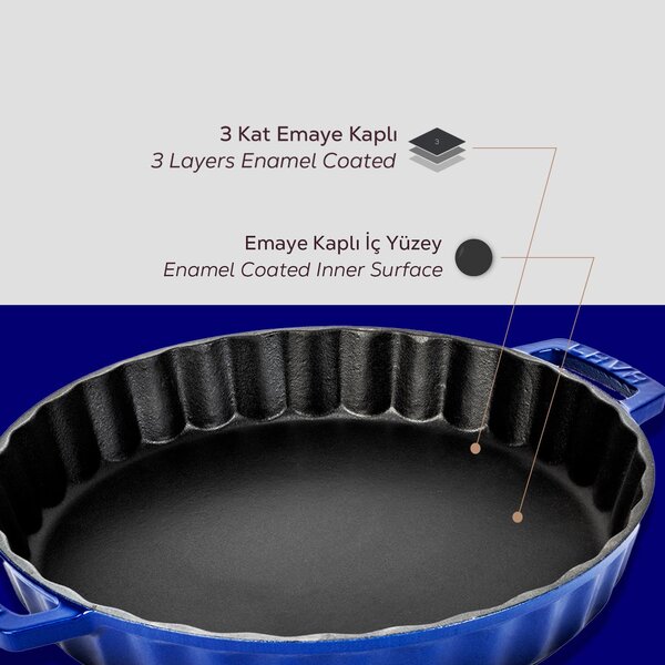 Lava okrugli višenamjenski tart pekač s integriranim ručkama