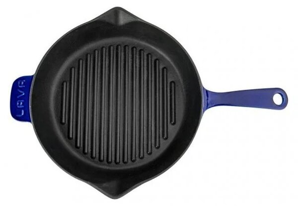 Lava okrugla rebrasta grill tava s odljevnim kanalima