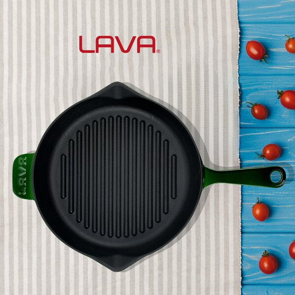 Lava okrugla rebrasta grill tava s odljevnim kanalima