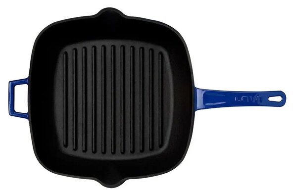 Lava četvrtasta rebrasta grill tava s integriranim ručkama i staklenim poklopcem