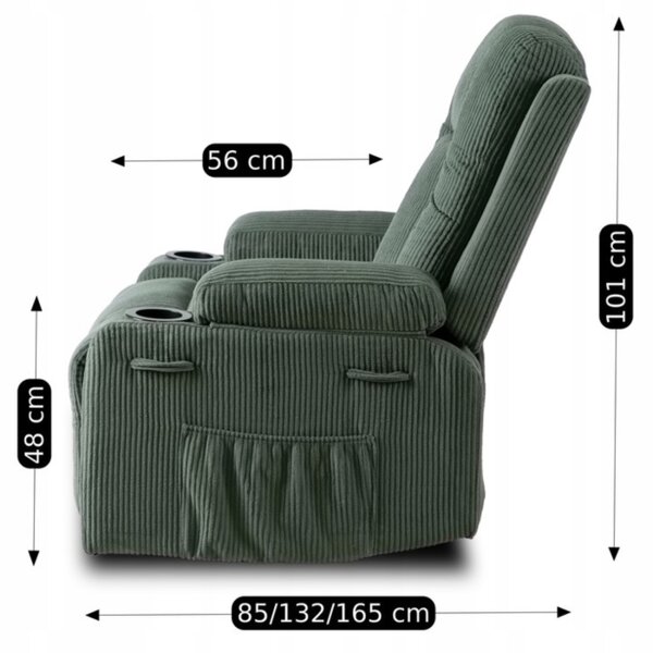 JAKS Masažna fotelja zeleni menčester Box