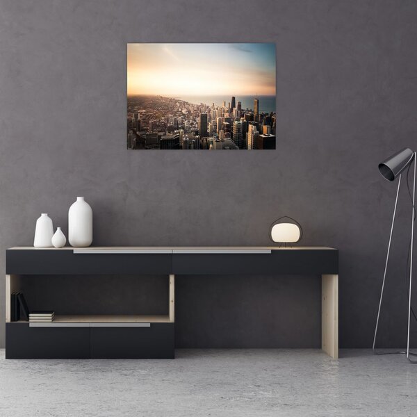 Slika zalaska sunca nad gradom (70x50 cm)