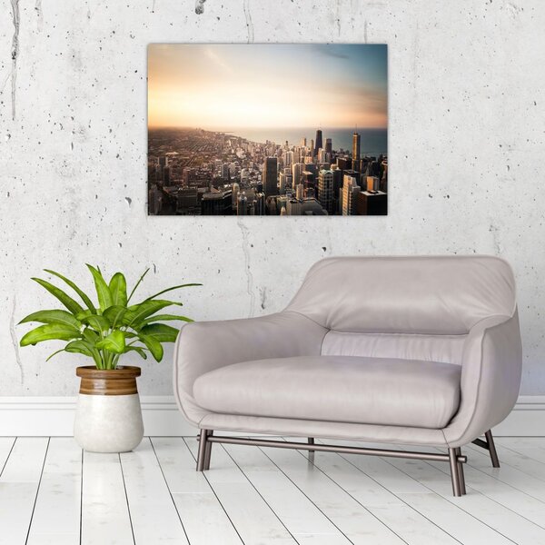 Slika zalaska sunca nad gradom (70x50 cm)