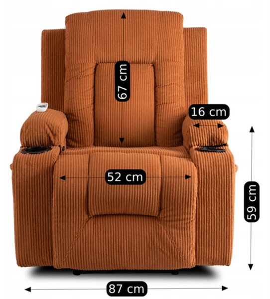 JAKS Masažna fotelja smeđi menčester Box