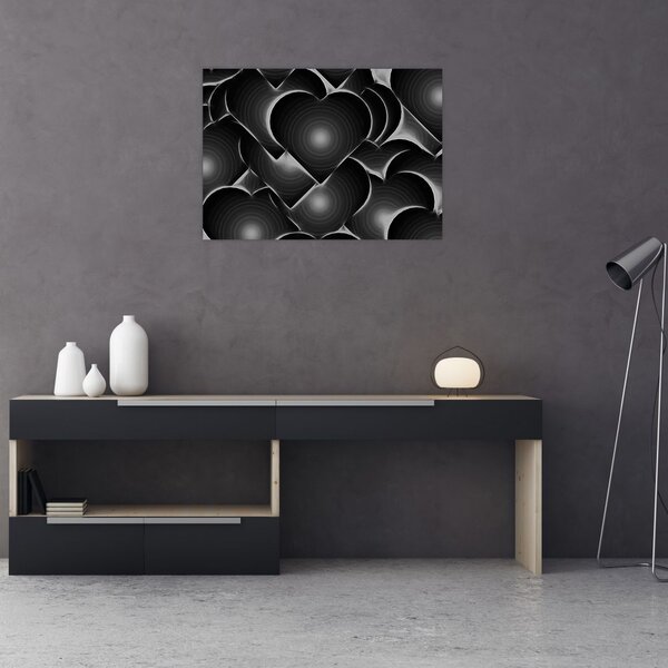Slika crno-bijelih srca (70x50 cm)