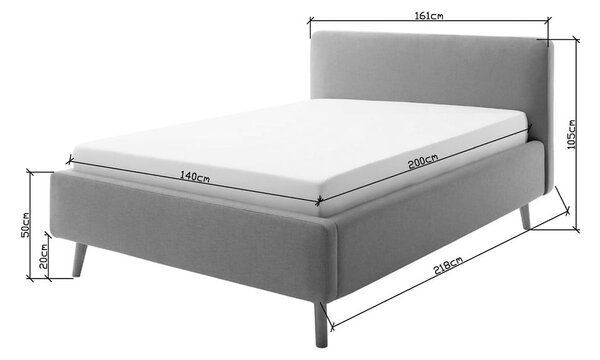 Smeđe-sivi tapecirani bračni krevet s prostorom za odlaganje s podnicom 140x200 cm Mattis – Meise Möbel