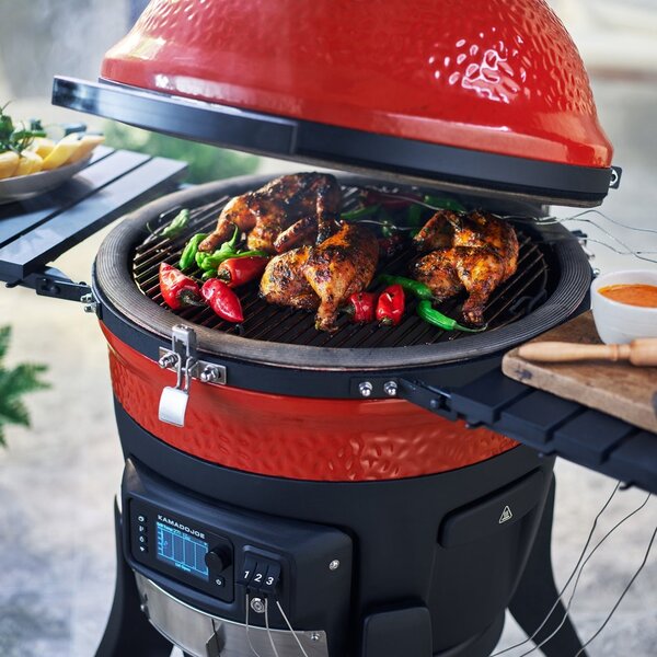 Kamado Joe Konnected Joe Digital keramički roštilj i dimilica na ugljen s postoljem, 18"/46 cm
