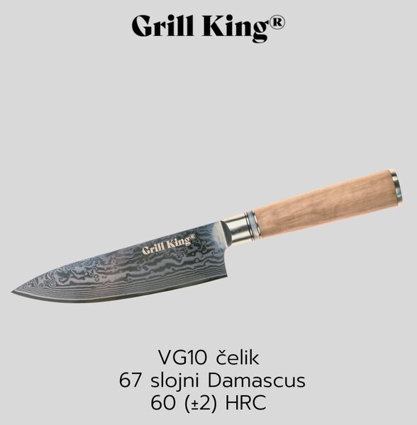 Grill King Damascus nož šefa kuhinje, 16 cm