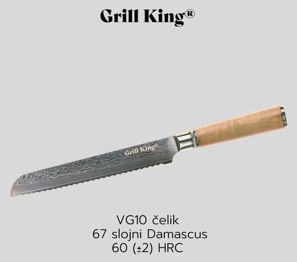 Grill King Damascus nož za kruh, 20,5 cm