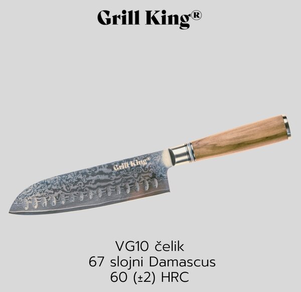 Grill King Damascus Santoku nož, 18 cm