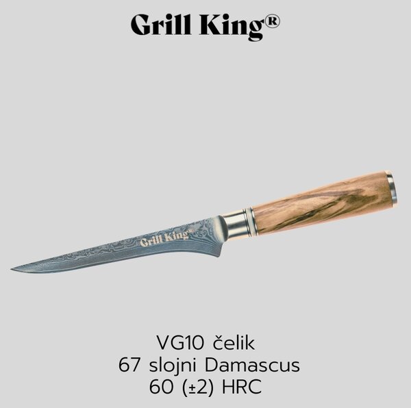 Grill King Damascus nož za otkoštavanje i filetiranje, 16 cm
