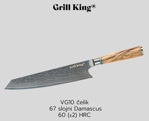 Grill King Damascus Kiritsuke azijski nož šefa kuhinje, 24 cm