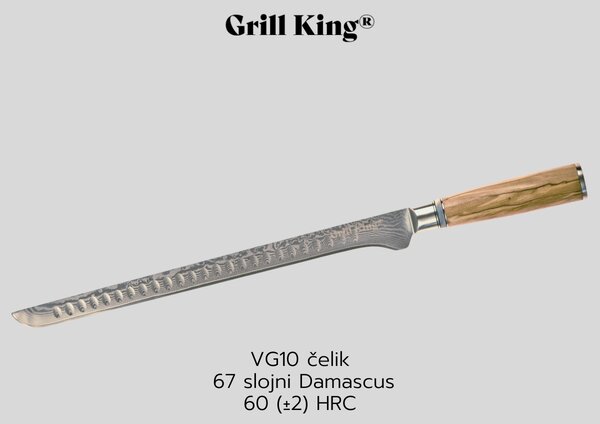 Grill King Damascus nož za šunku i pršut, 30,5 cm